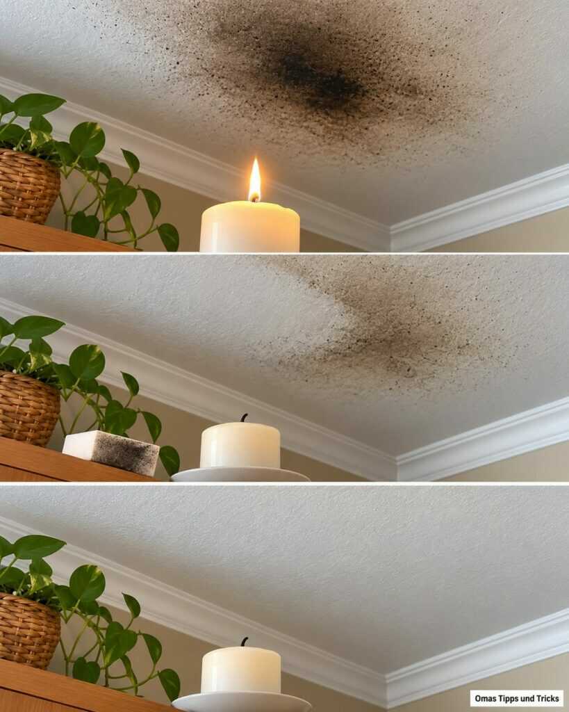 Schwarze Flecken über der Kerze? Warum du die Decke nicht sofort feucht abwischen solltest