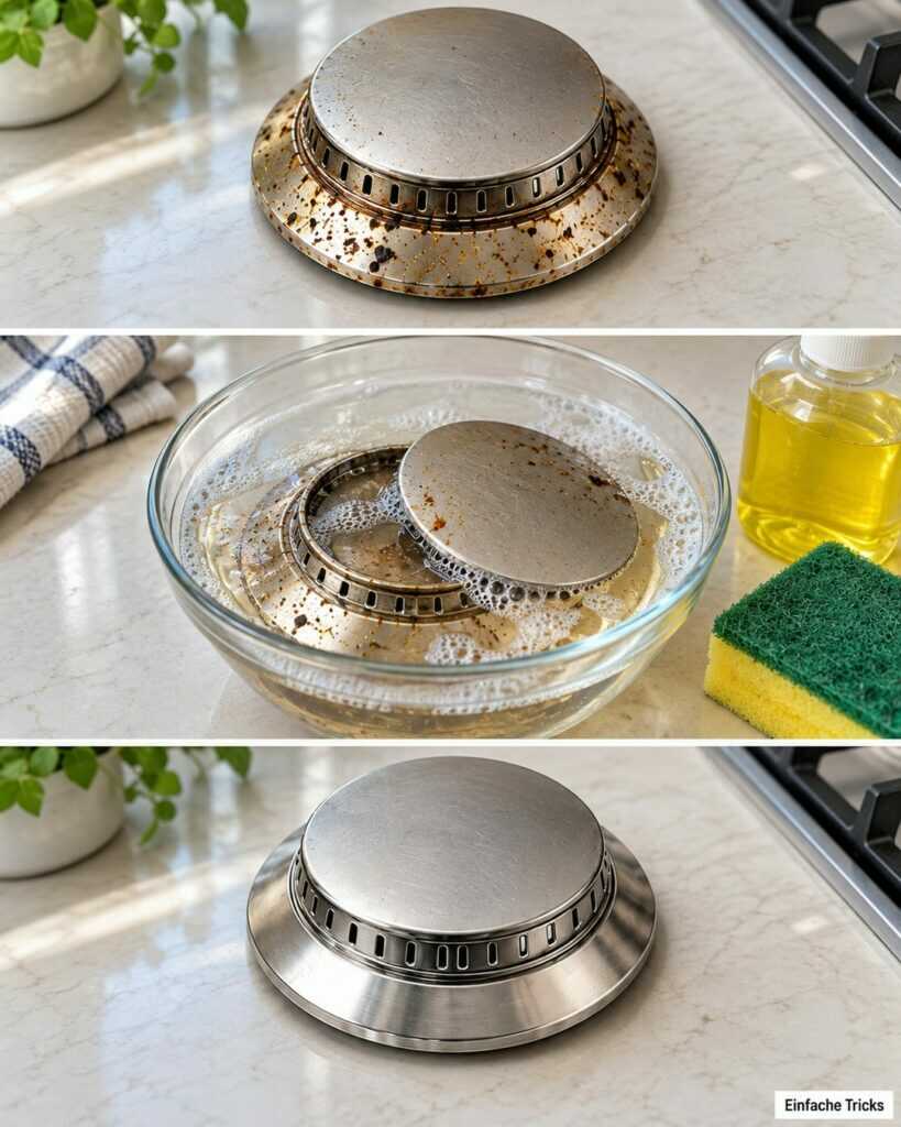 Gasbrenner voller Fett? So lösen Sie eingebrannte Reste mit warmem Wasser und Spülmittel