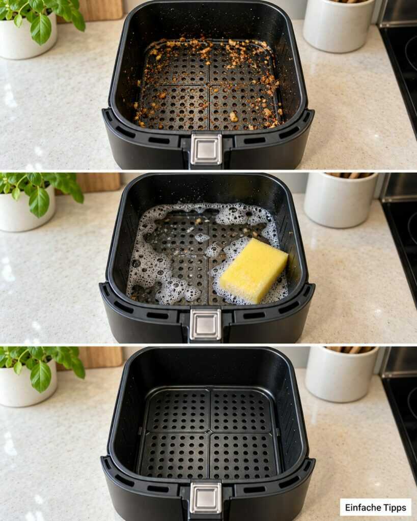 Airfryer voller Fett und Krusten? So wird der Korb sauber, ohne die Beschichtung zu zerkratzen