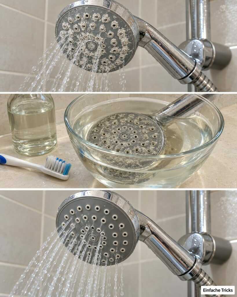 Duschkopf verkalkt? So werden die Düsen wieder frei und der Wasserstrahl gleichmäßiger