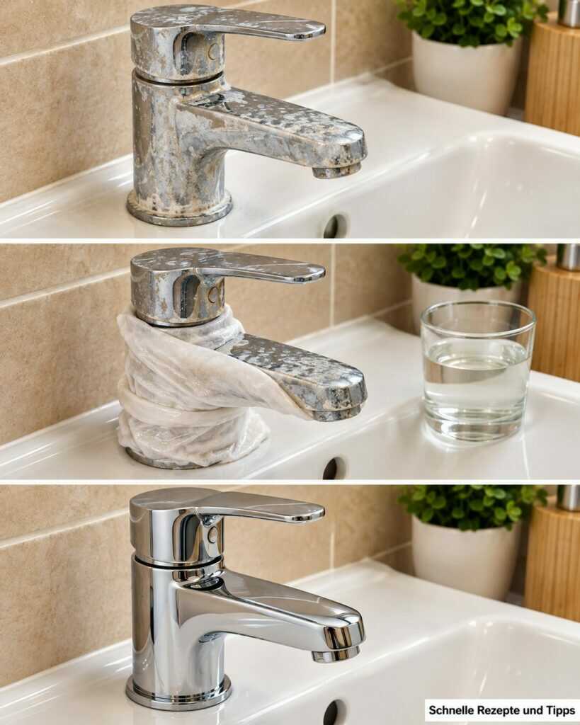 Kalk am Wasserhahn? So verschwinden weiße Flecken, ohne den Glanz zu ruinieren