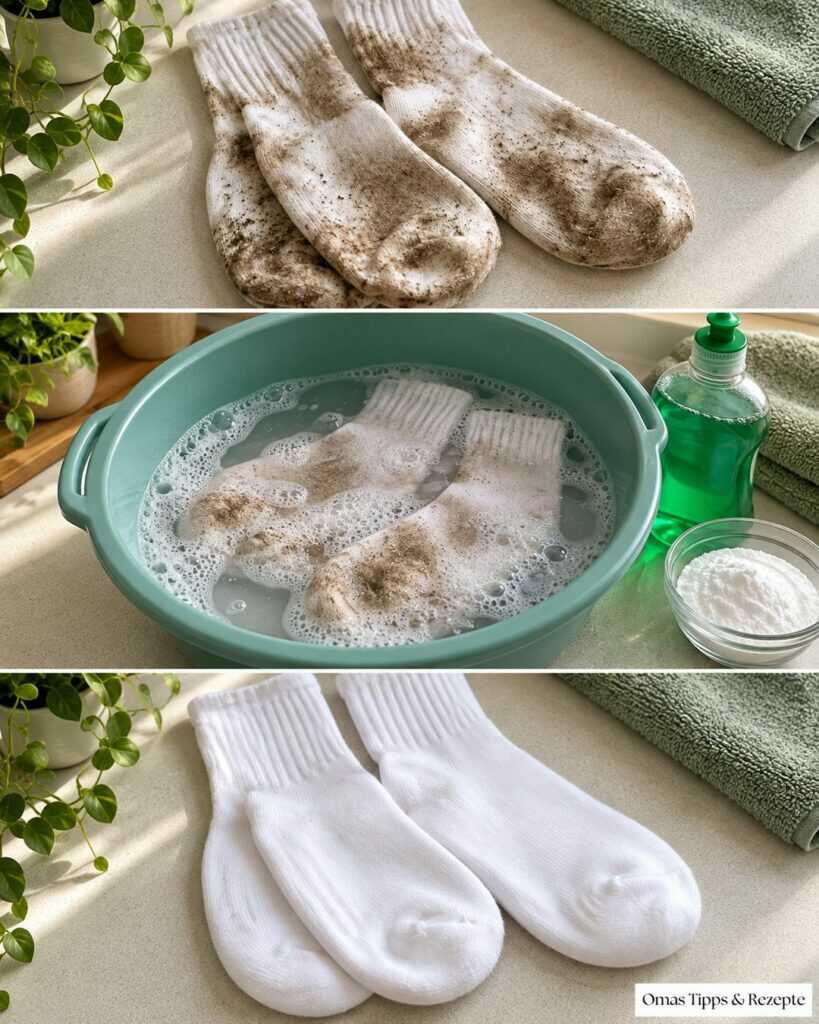 Weiße Socken wieder sauber bekommen: So lösen sich graue Sohlen und hartnäckige Flecken