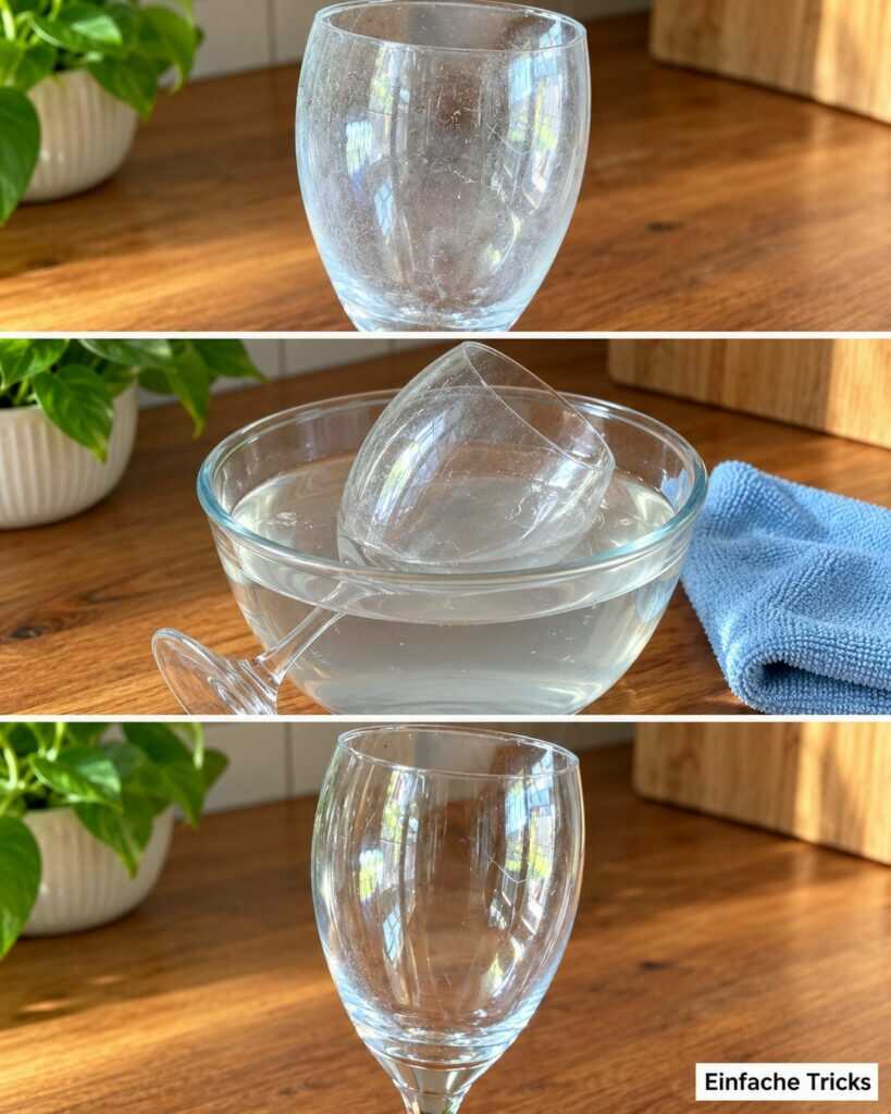 Trübe Gläser wieder klar bekommen: Der einfache Essig-Wasser-Trick