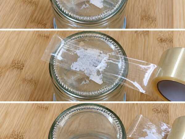Etikettenreste am Glas? So helfen Klebeband, warmes Wasser und etwas Öl