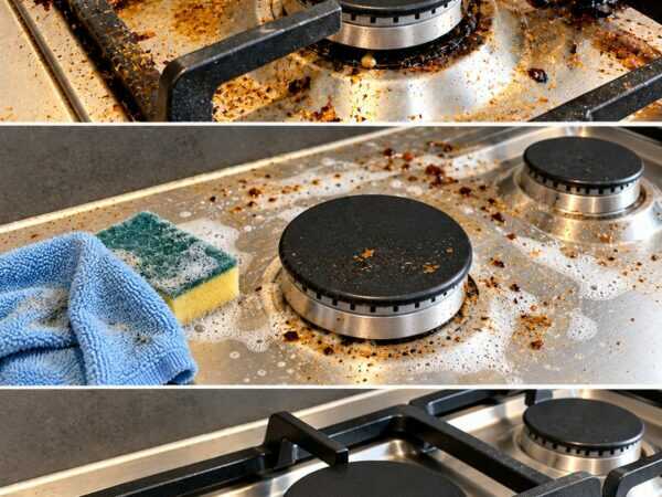 Fett und Eingebranntes am Gasherd? So wird Edelstahl sauber, ohne Kratzer zu riskieren