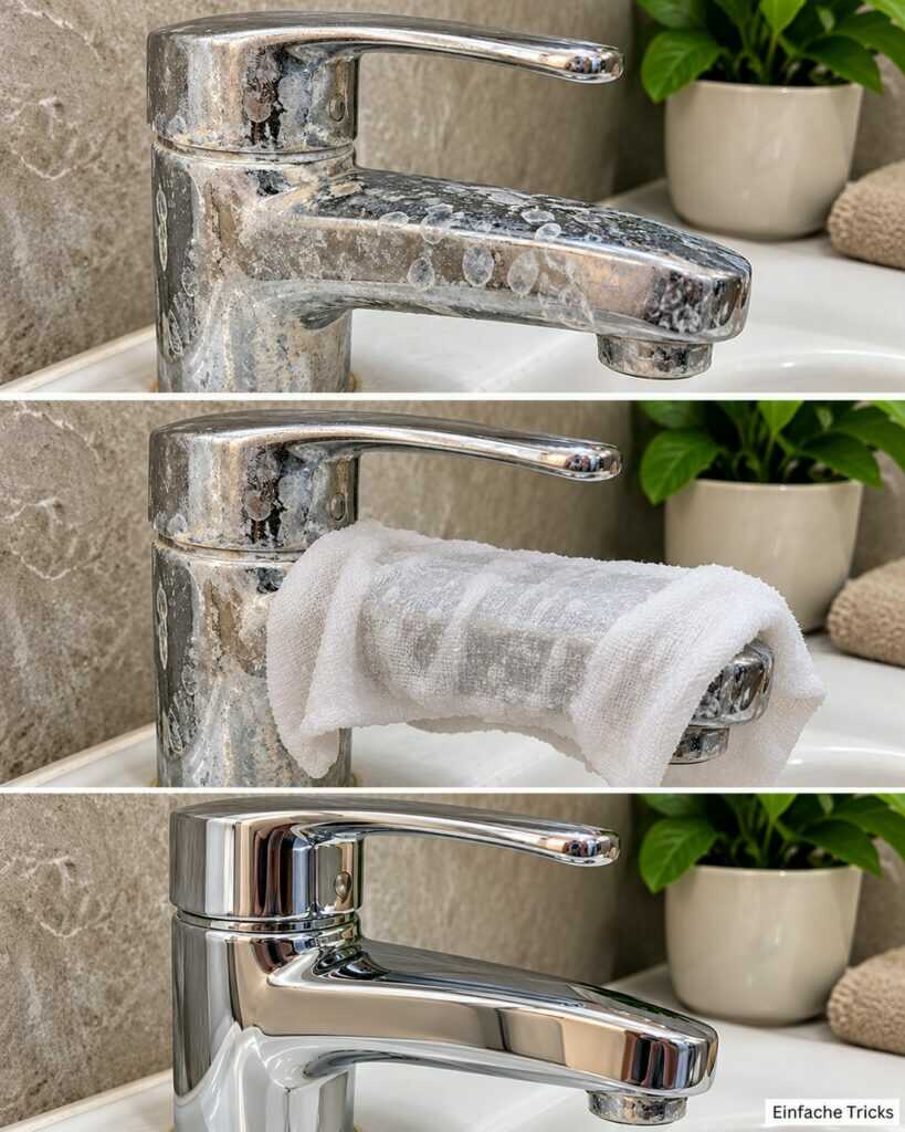 Kalk am Wasserhahn? So bringt ein weiches Tuch den Glanz zurück