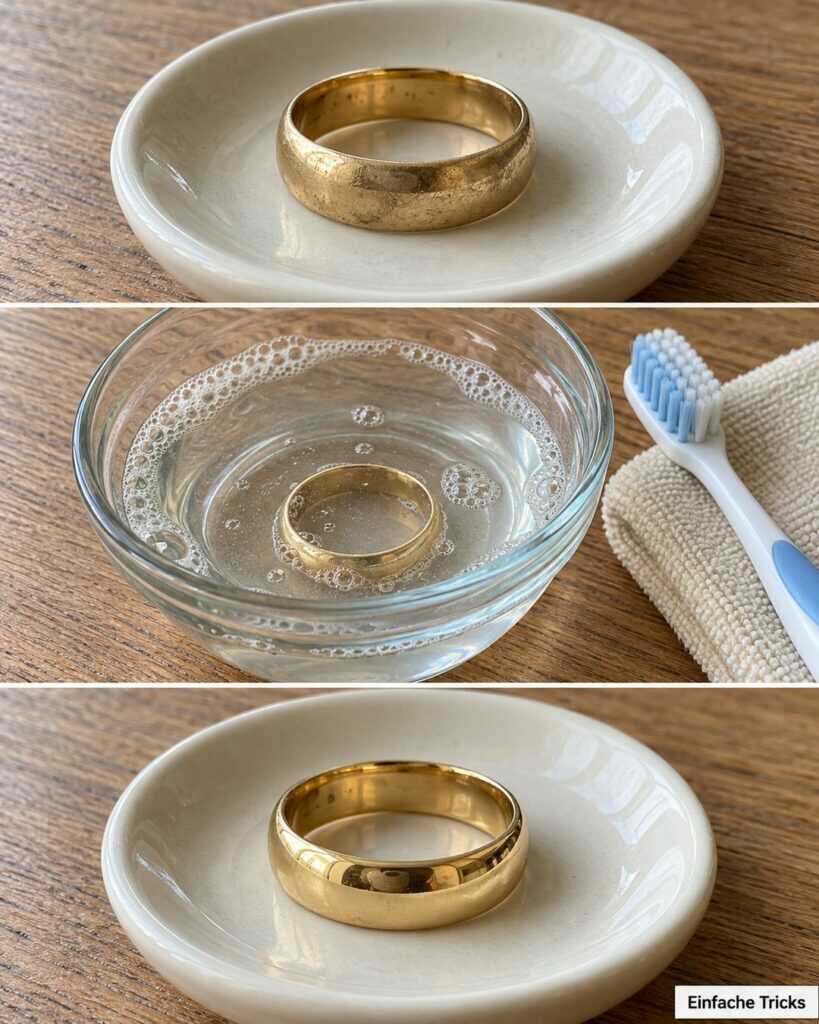 Goldring matt geworden? So bringen Sie ihn mit einem einfachen Spülmittelbad wieder zum Glänzen