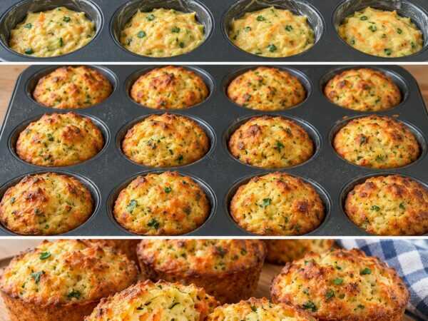 Herzhafte Gemüse-Käse-Muffins: außen goldbraun, innen wunderbar saftig