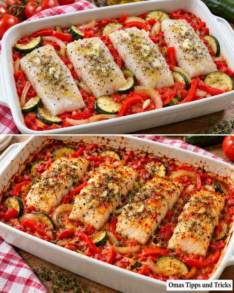 Saftiger Seelachs nach provenzalischer Art – mit Tomaten, Zucchini und Kräutern aus dem Ofen