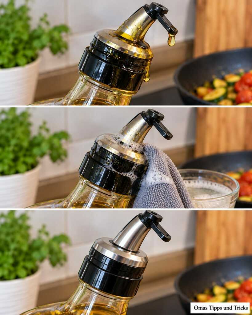 Ölflasche klebrig? So werden Ausgießer und Flaschenhals wieder sauber