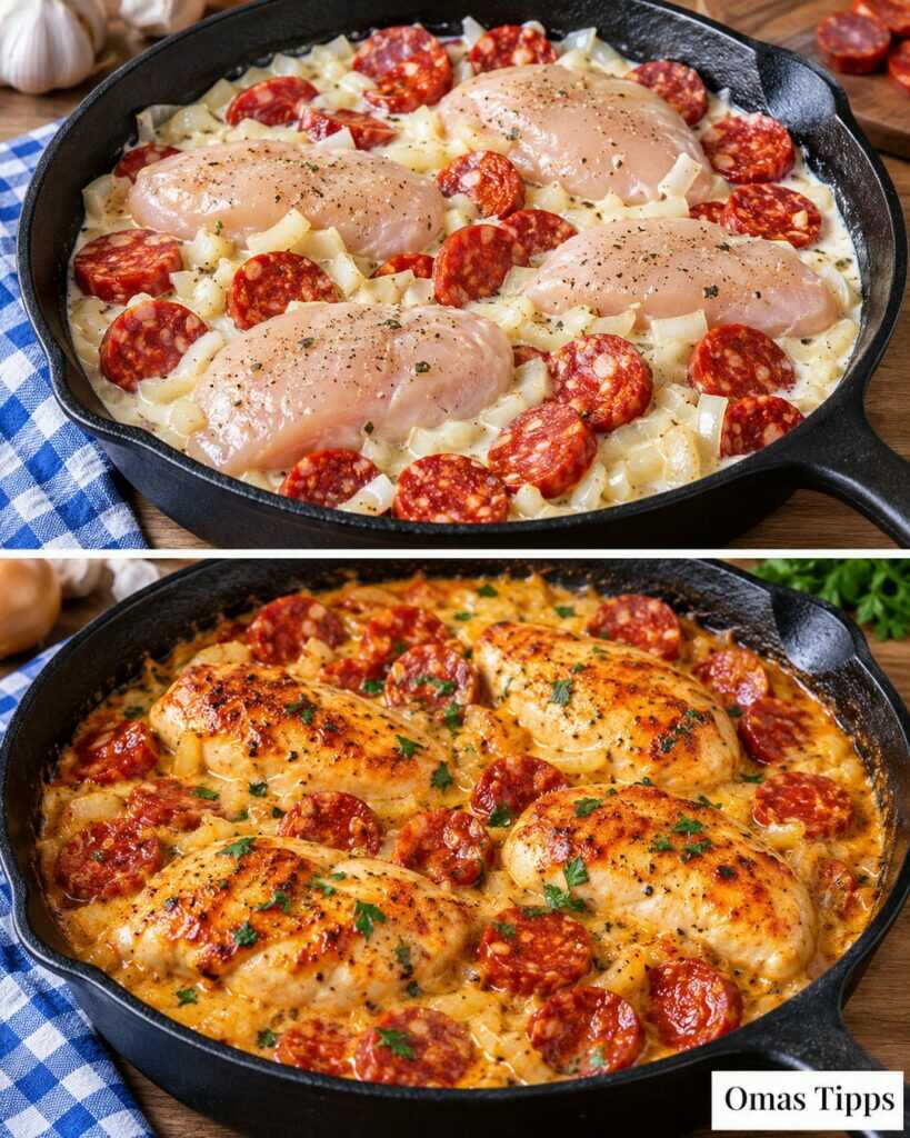 Cremiges Chorizo-Hähnchen aus der Pfanne – würzig, zart und in nur 35 Minuten fertig