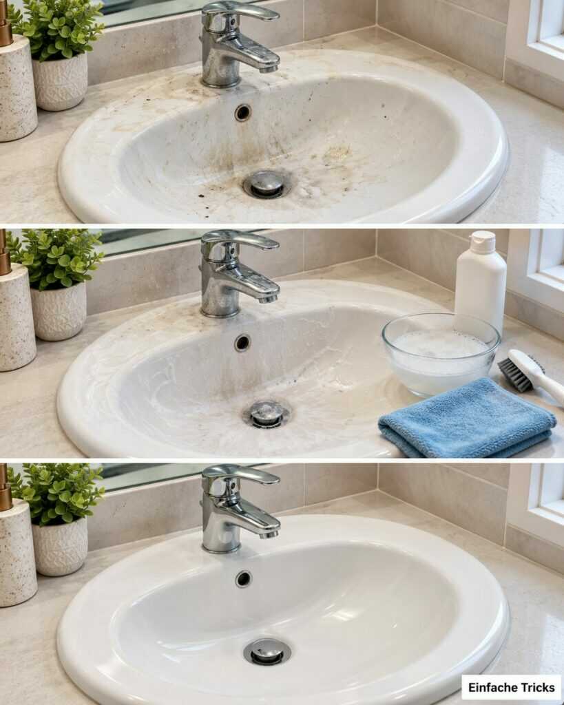 Waschbecken reinigen: Mit dieser einfachen Routine wird es sauber und streifenfrei