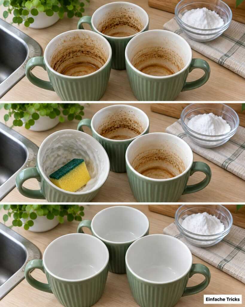 Braune Ränder in der Tasse? So entfernst du Kaffee- und Teeflecken mit Natron