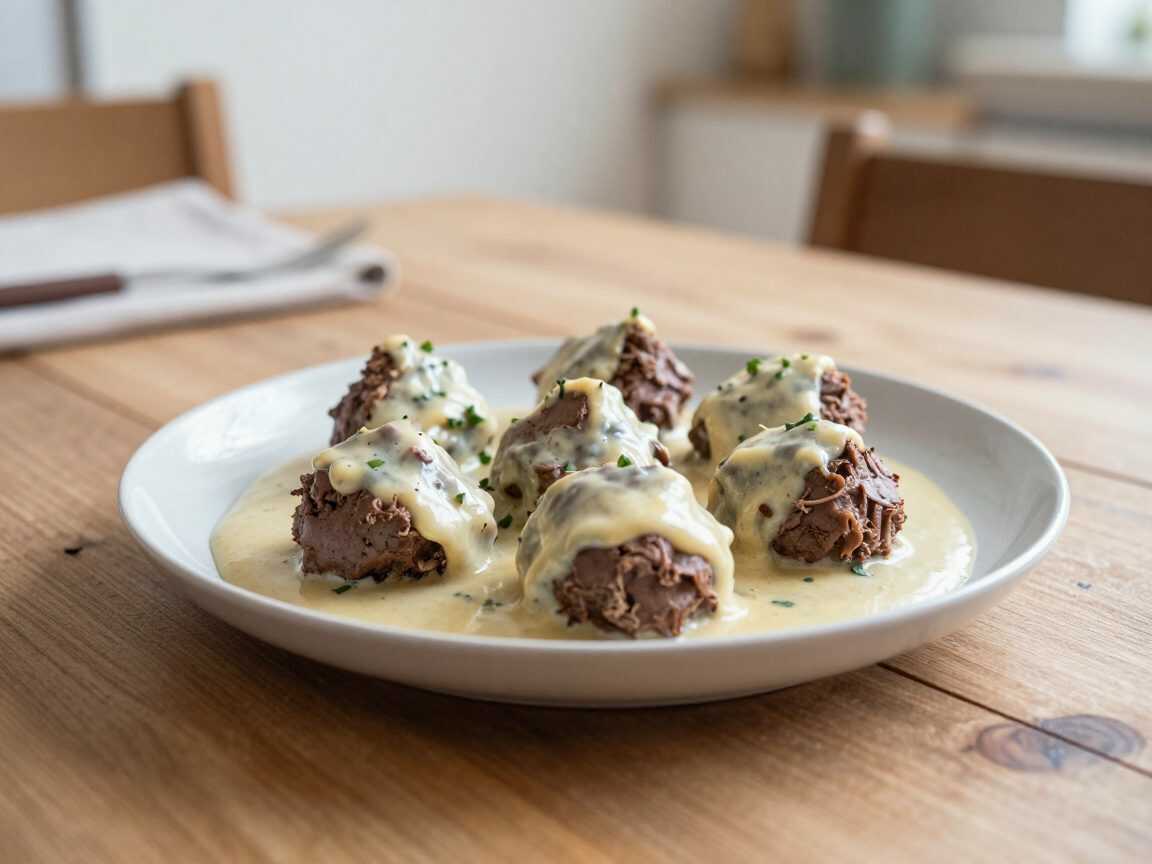 Cremige Hackbällchen in Champignon-Rahmsoße – saftig, würzig und herrlich unkompliziert