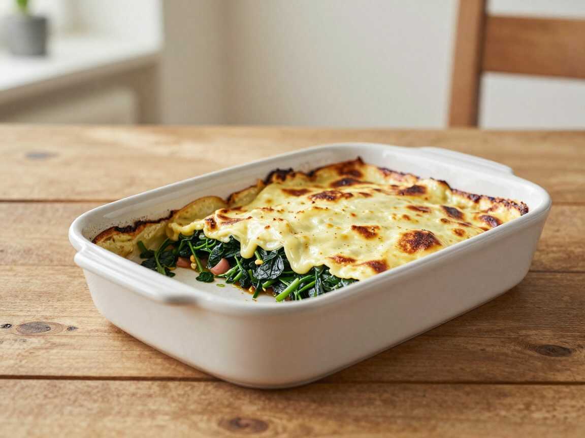 Cremige Lasagne-Röllchen mit Schinken und Spinat – herrlich käsig aus dem Ofen