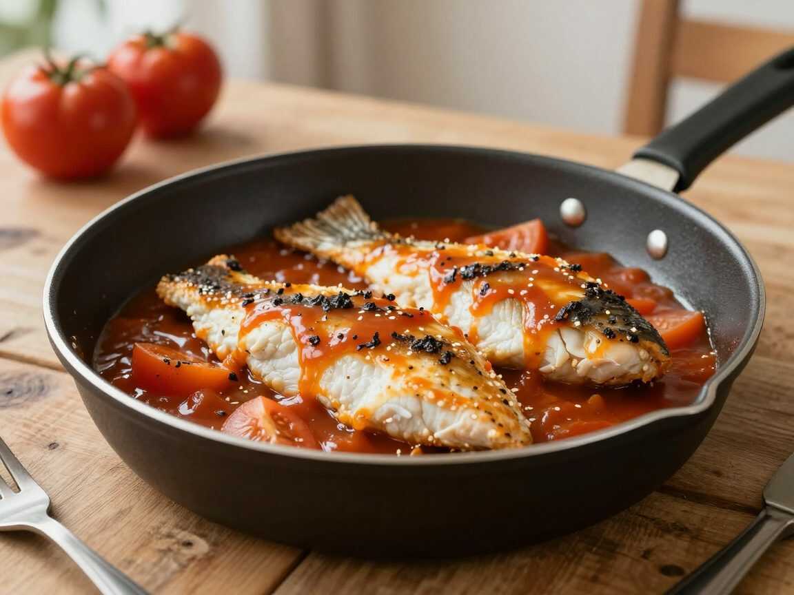 Cremiger Tomatenfisch aus der Pfanne – zarte Fischfilets in unwiderstehlicher Kräutersauce
