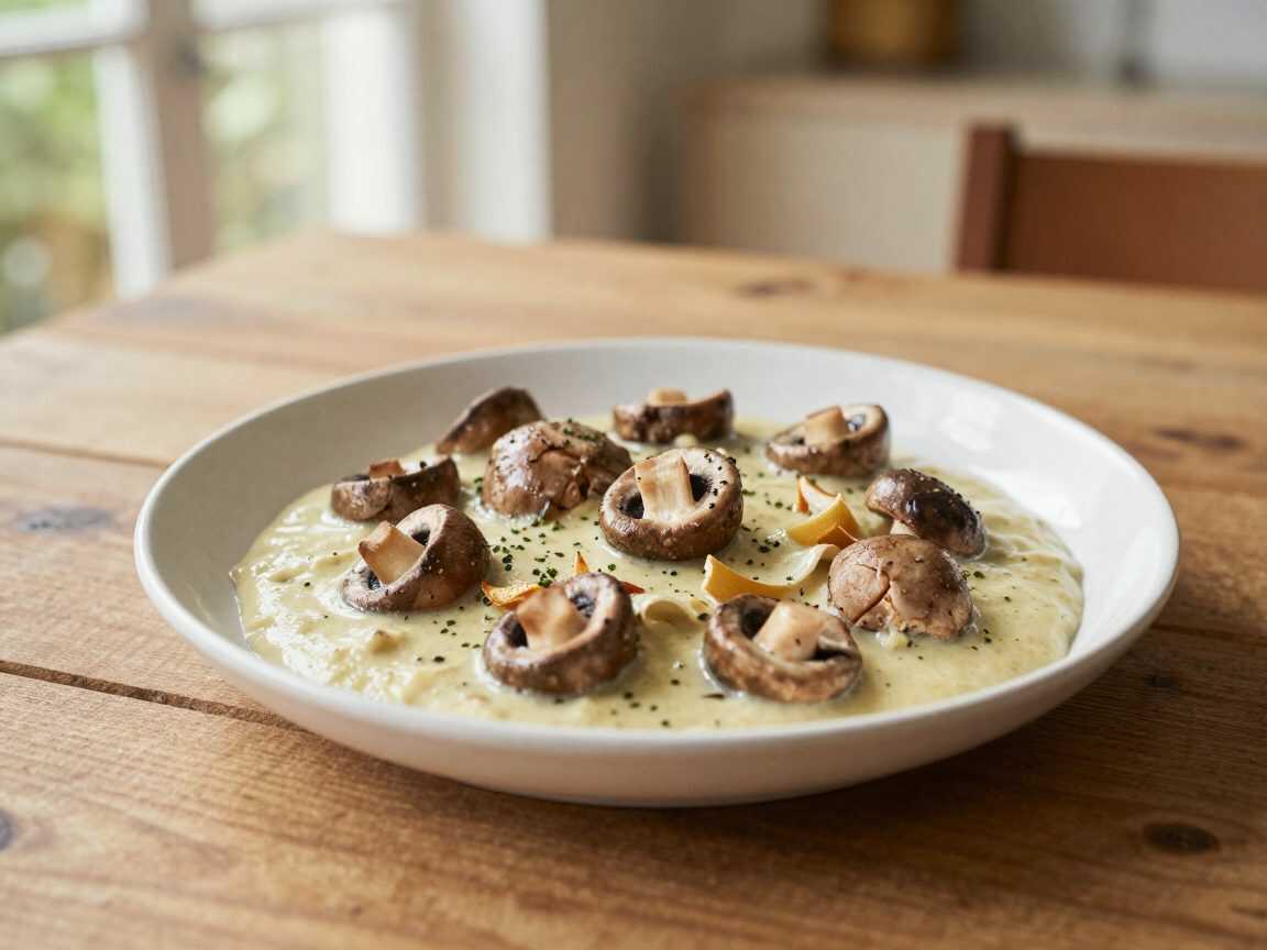 Cremiges Hähnchen in Senfsauce mit Champignons und Speck