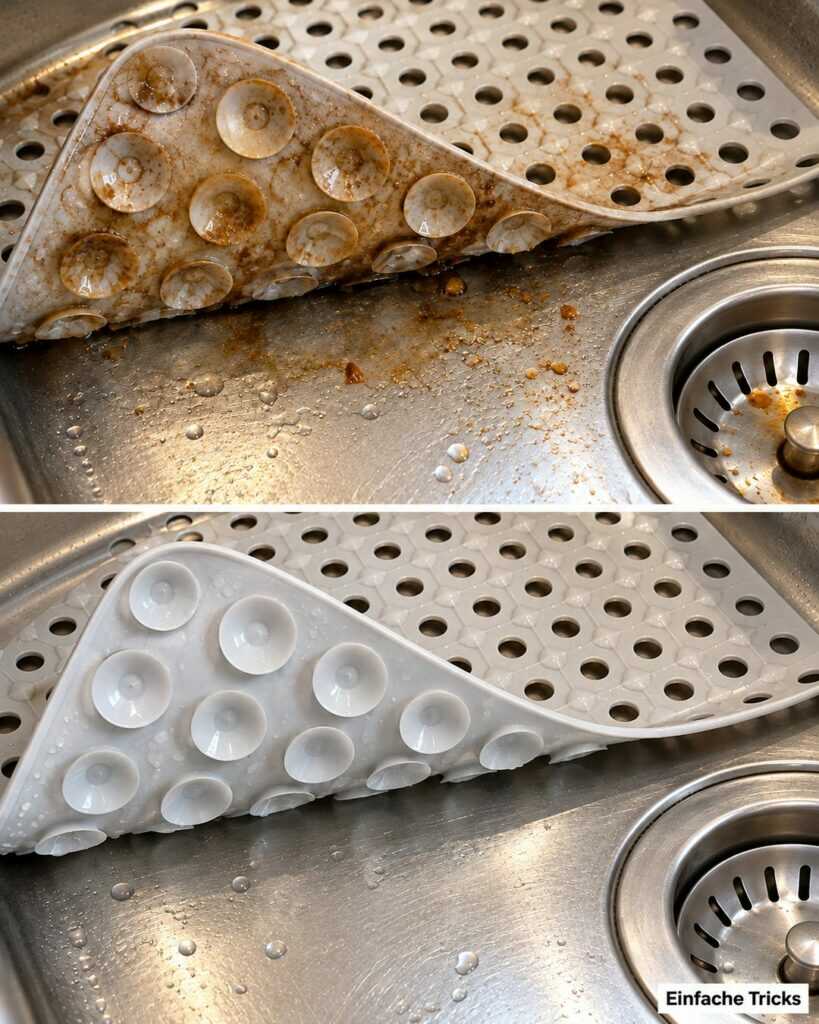 Schmutz unter der Spülbeckenmatte? So werden Saugnäpfe und Spüle wieder sauber