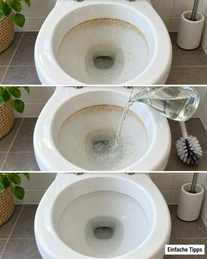 Kalk im WC? So reinigen Sie die Toilettenschüssel mit weißem Essig