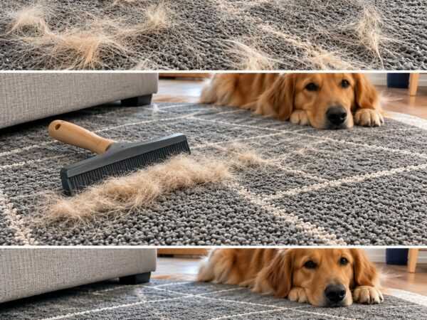 Hundehaare im Teppich? Mit dieser Gummibürsten-Methode löst du festsitzendes Fell