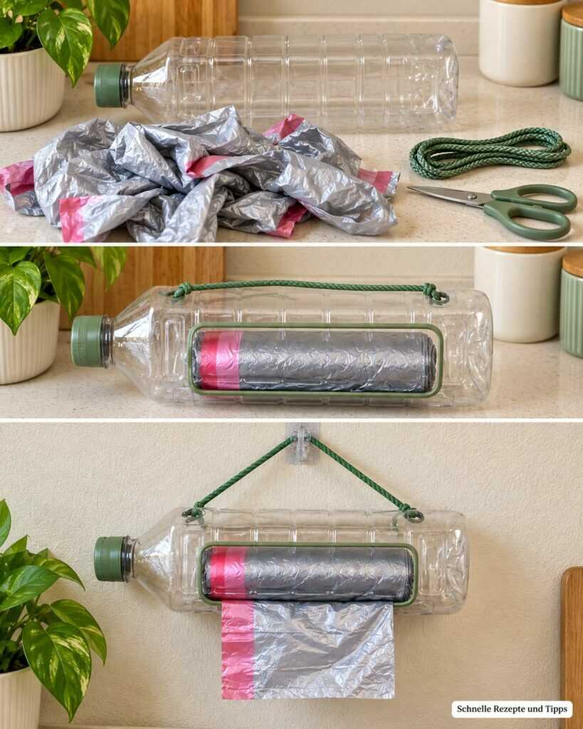 Schluss mit dem Tütenchaos: So wird eine leere Plastikflasche zum praktischen Beutelspender