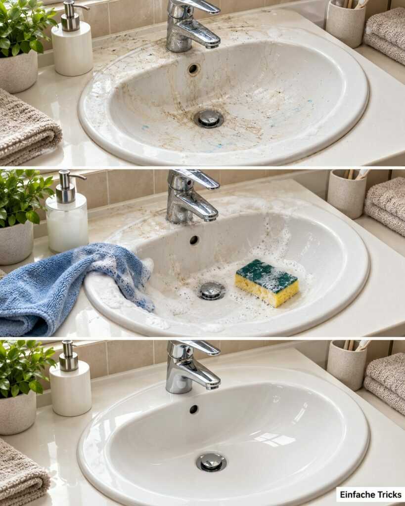 Dein Waschbecken wirkt ständig schmutzig? Diese einfachen Handgriffe bringen den Glanz zurück