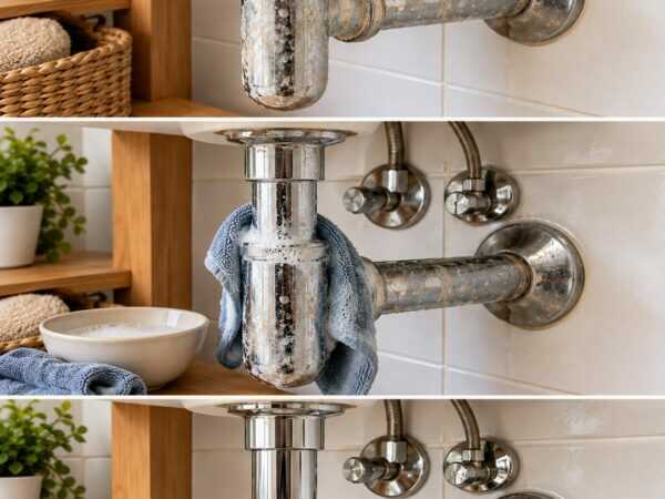 Matter Siphon unter dem Waschbecken? So wird Chrom wieder sauber und glänzend