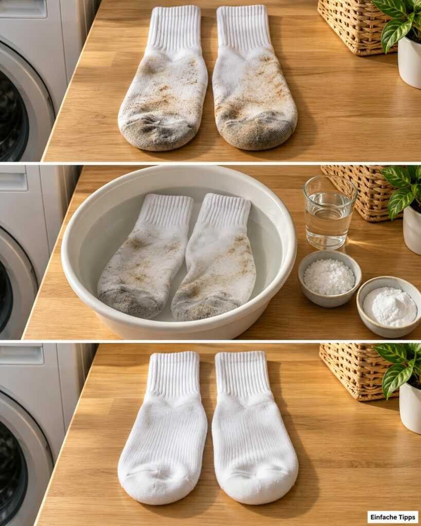 Weiße Socken wieder sauber: So wirst du graue Sohlen und hartnäckige Flecken los