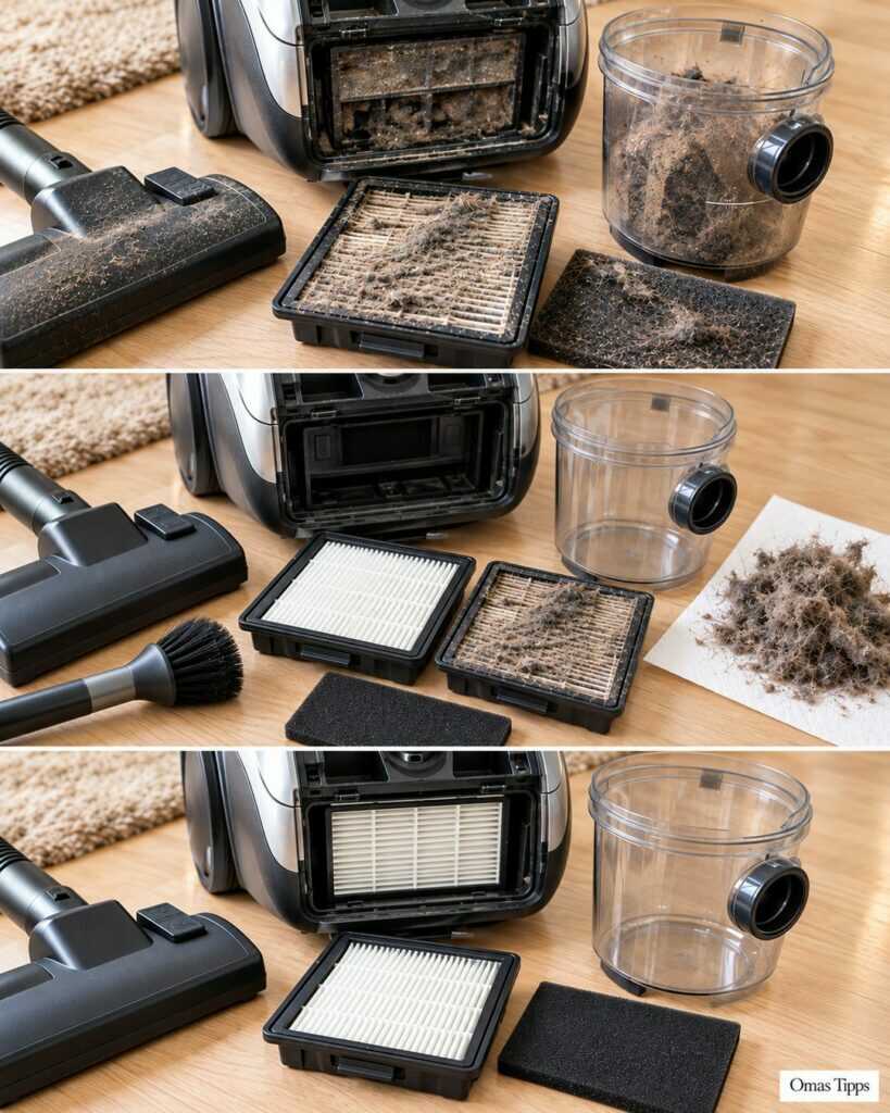 Staubsauger saugt schlecht? So werden Behälter, Filter und Bürste wieder sauber