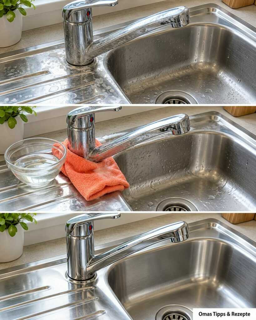 Kalkflecken an Spüle und Wasserhahn? So wird deine Küche wieder sauber und glänzend