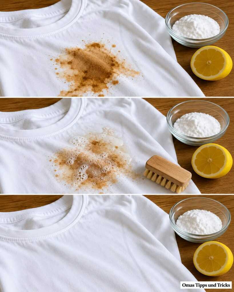 Braune Flecken auf dem weißen T-Shirt? Dieser Schritt vor dem Waschen macht den Unterschied