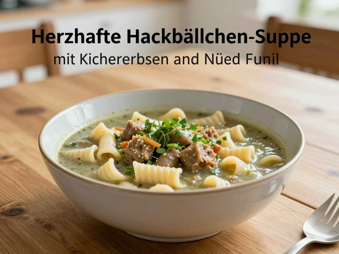 Herzhafte Hackbällchen-Suppe mit Kichererbsen und Nudeln – würzig, sättigend und perfekt für die ganze Familie