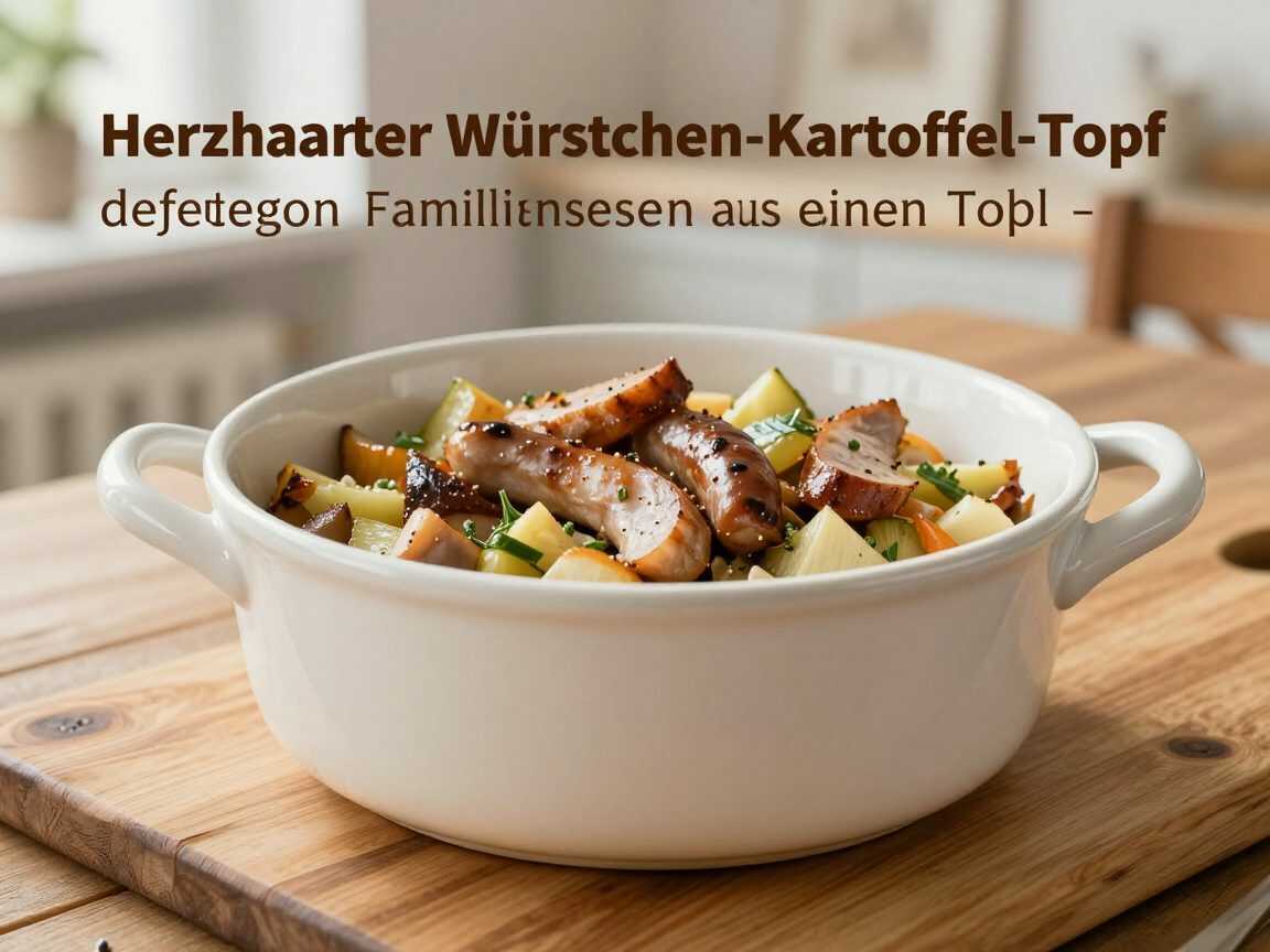 Herzhafter Würstchen-Kartoffel-Topf mit Möhren und Kohl – deftiges Familienessen aus einem Topf
