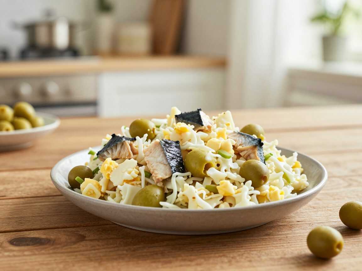 Kartoffelsalat mit Thunfisch, Ei und Oliven – einfach gemacht und voller Geschmack