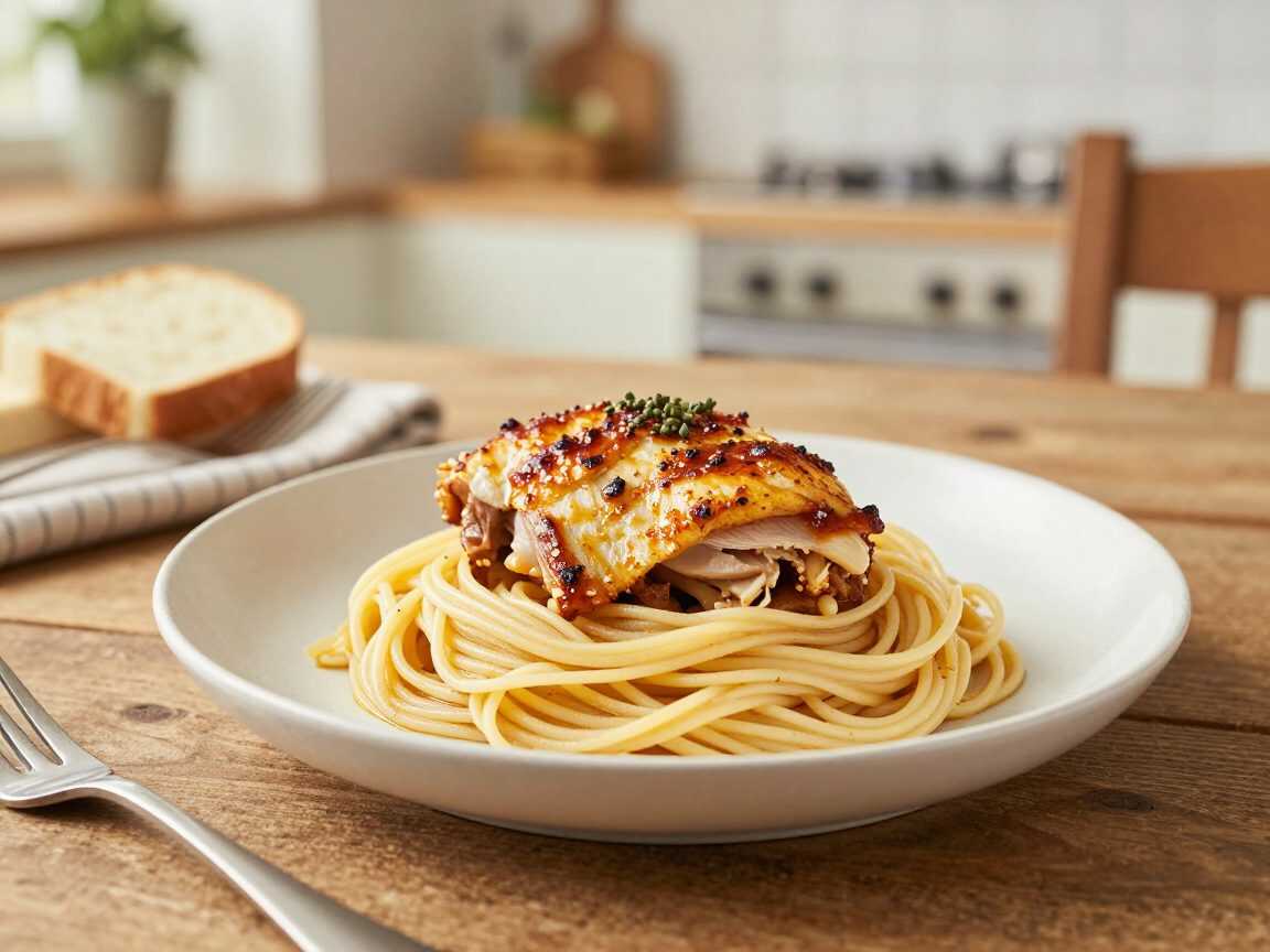 Knuspriges Parmesan-Hähnchen mit cremiger Knoblauch-Pasta – ein unwiderstehliches Familienessen