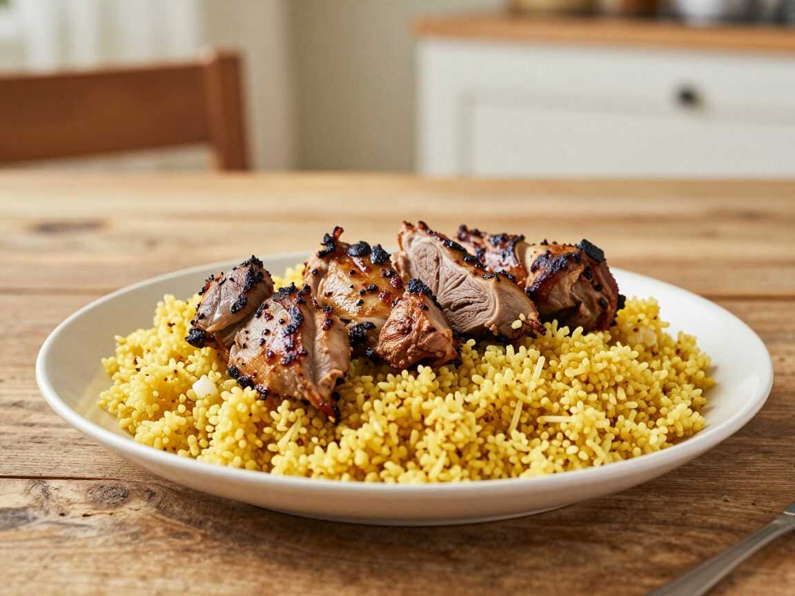 Türkischer Grillteller für zu Hause: Saftige Hähnchen- und Fleischspieße mit Bulgur