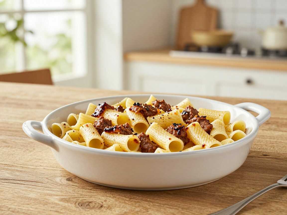 Überbackene Rigatoni mit Hackfleischfüllung – herrlich käsig und saftig aus dem Ofen