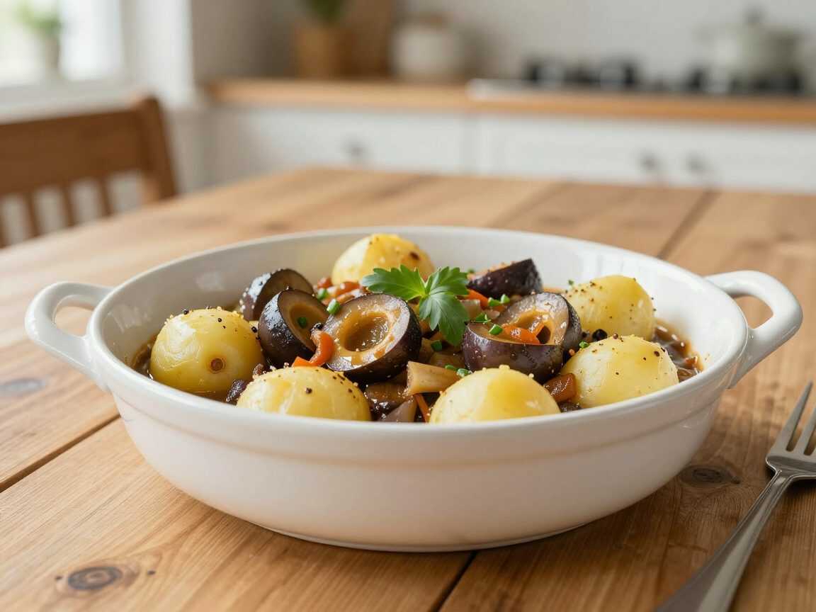 Zarter Rinderschmortopf mit Kartoffeln, Möhren und Pilzen – herrlich sämig und voller Geschmack